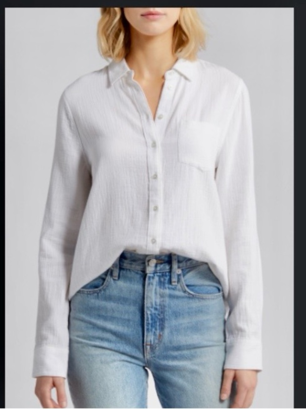 Nordstrom Caslon White Cotton Gauze Ladies Button Down Shirt